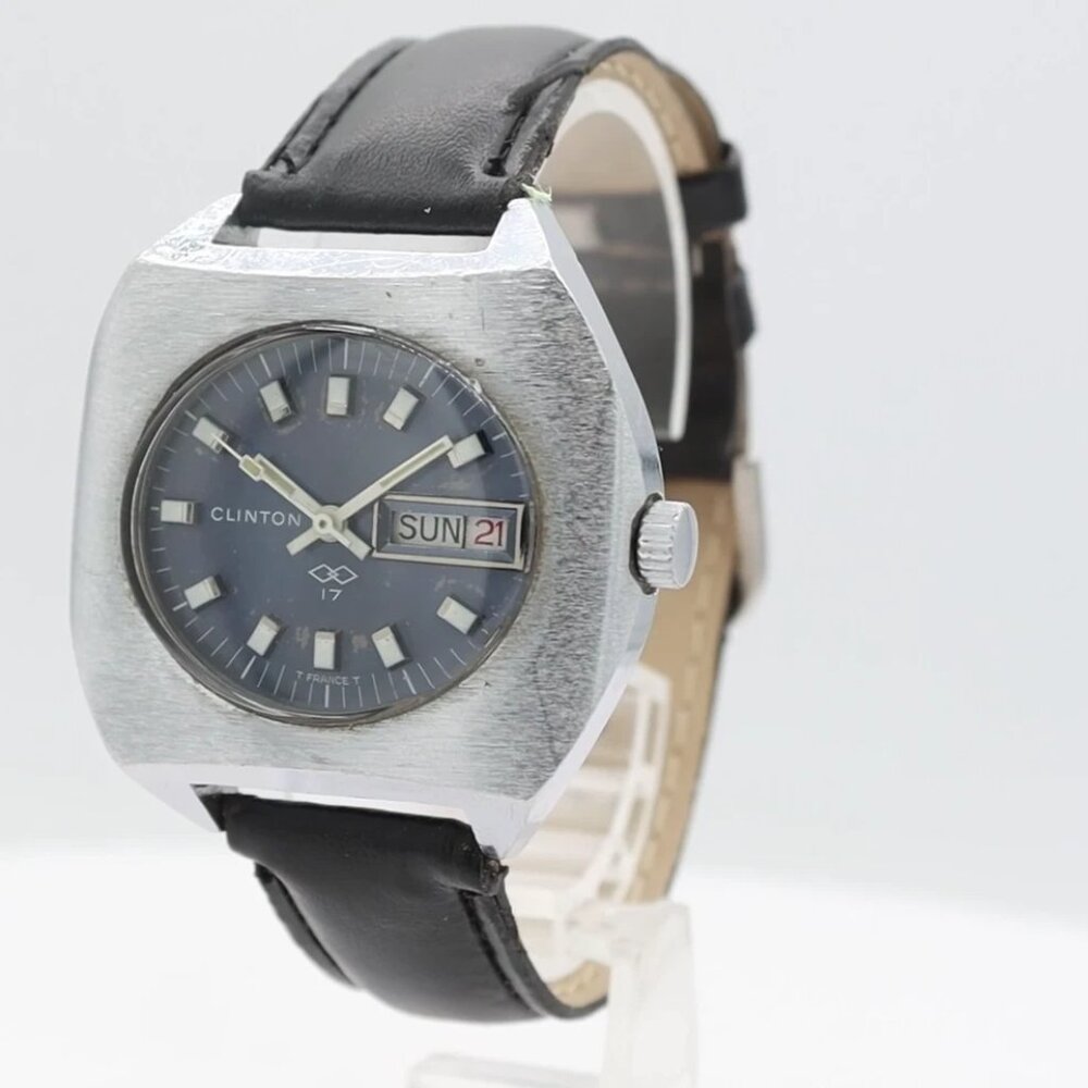 Vintage Clinton P678 Men's Mechanical Wristwatch 140-2A France Steel & Chrome